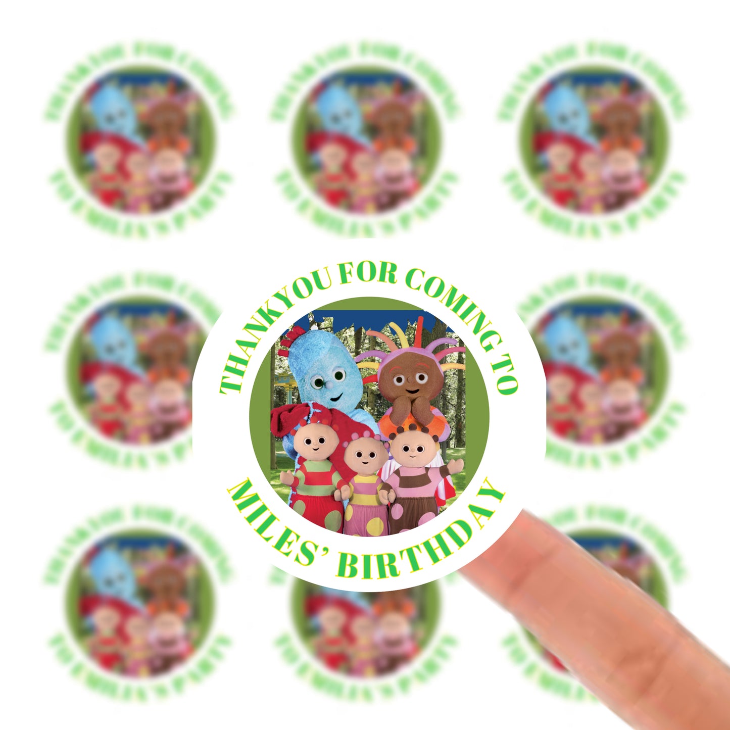 Personalised Birthday Stickers Label - in the night garden Birthday Baby Shower Party Bag Thank You Sticker For Sweet Cone Labels Baby Shower Sticker