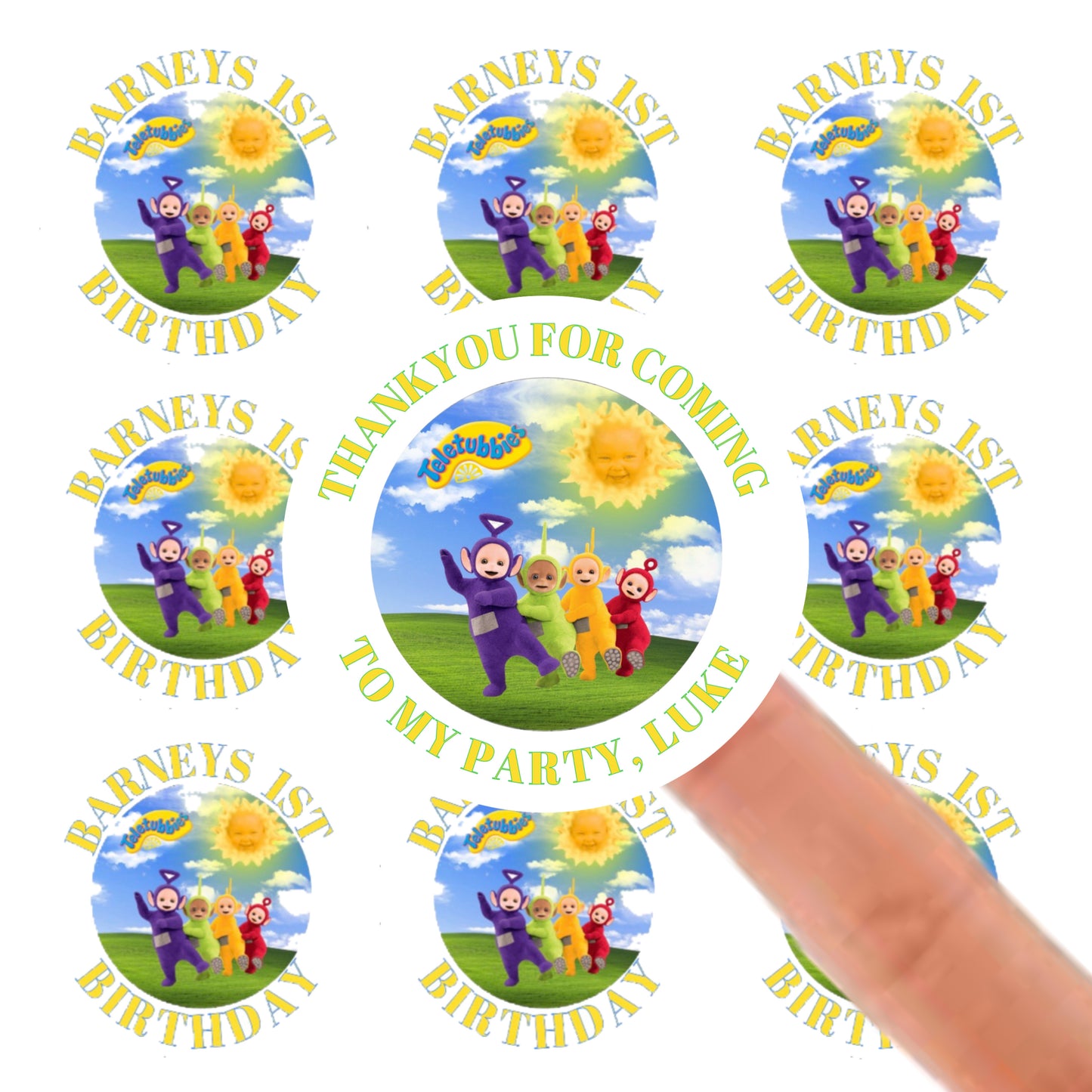 Personalised Birthday Stickers Label - Teletubbies Birthday Baby Shower Party Bag Thank You Sticker For Sweet Cone Labels Baby Shower Sticker
