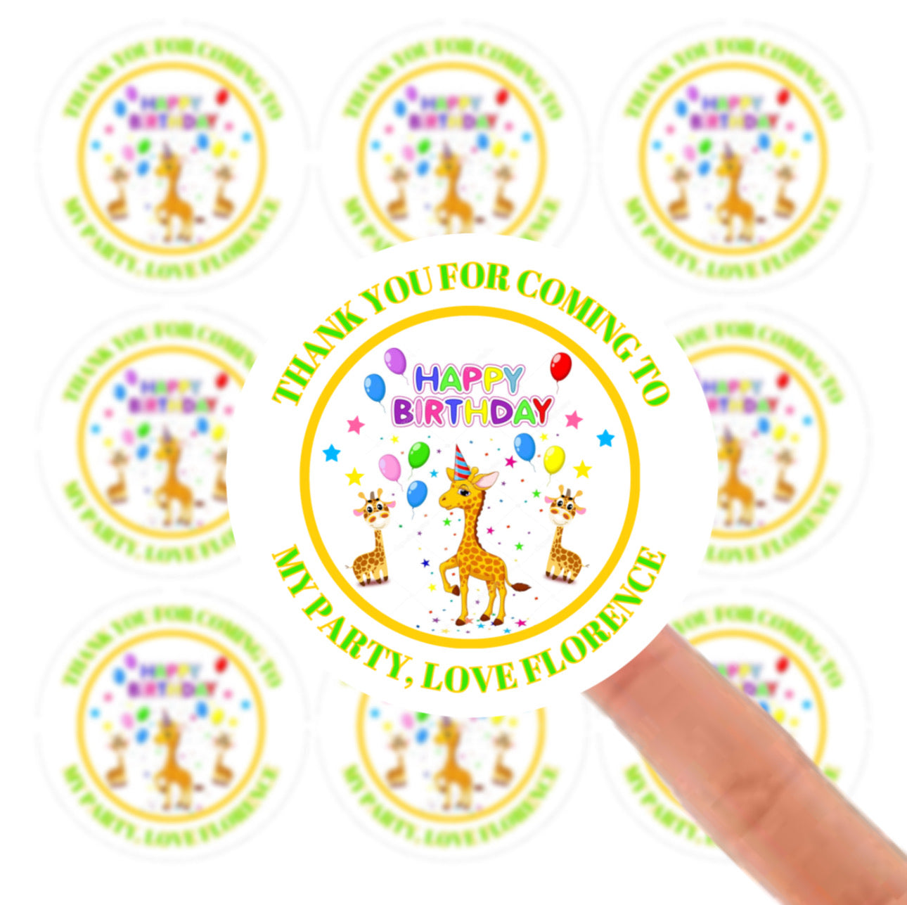 Personalised Birthday Stickers Label - Giraffe Birthday Baby Shower Party Bag Thank You Sticker For Sweet Cone Labels Baby Shower Sticker
