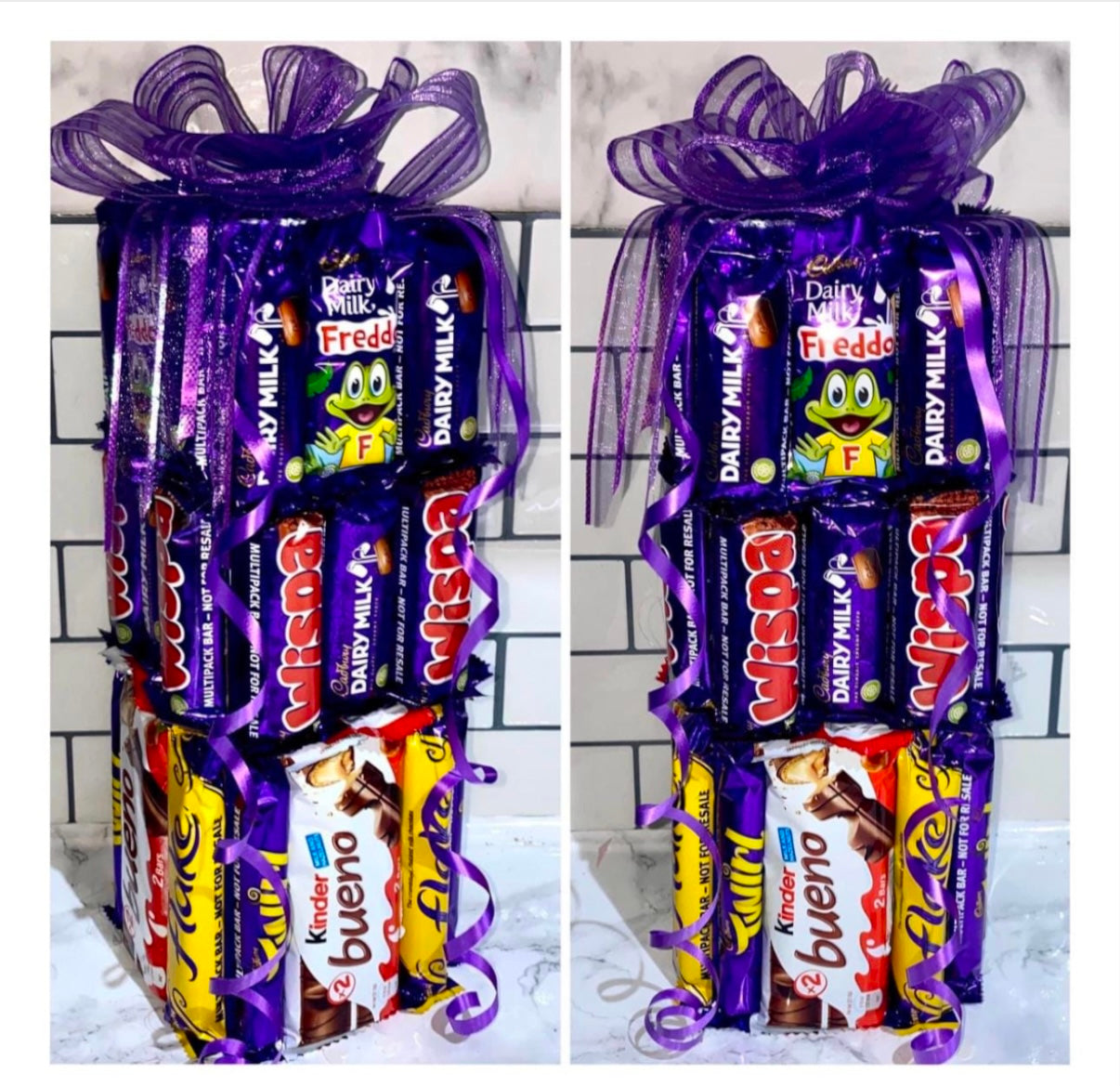 1FT Chocolate Bar Tower Kinder Bueno Twirl Flake Dairymilk Fredo Cadburys Wispa Bouquet Fathers Day Dad Birthday Christmas Gift Hamper