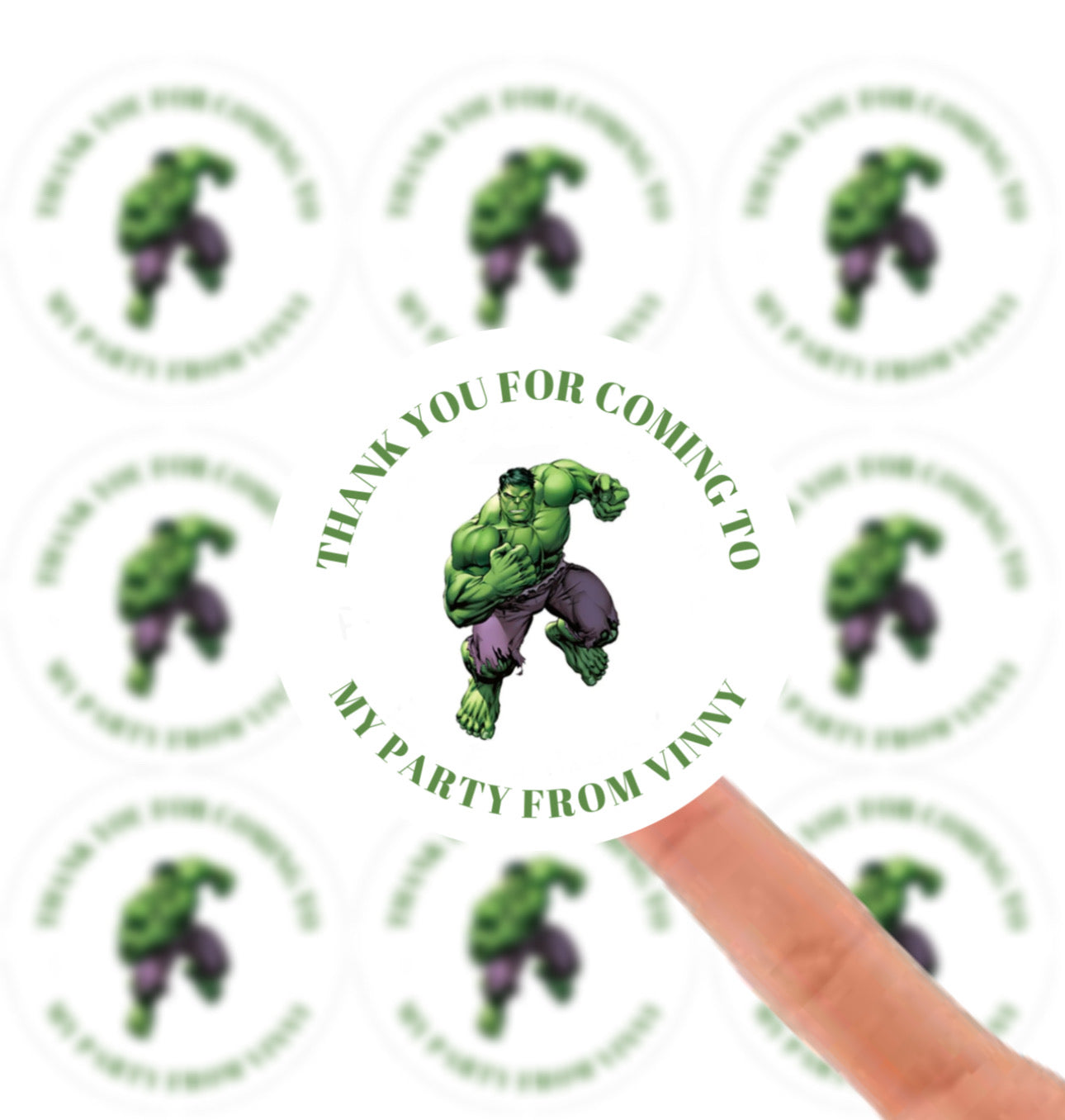 Personalised Birthday Stickers Label - Hulk Green Birthday Baby Shower Party Bag Thank You Sticker For Sweet Cone Labels Baby Shower Sticker