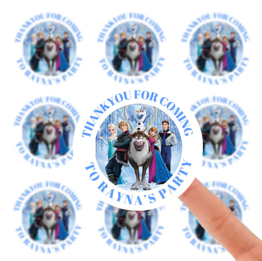 Personalised Birthday Stickers Label - Frozen Disney Birthday Baby Shower Party Bag Thank You Sticker For Sweet Cone Labels Baby Shower Sticker (Copy