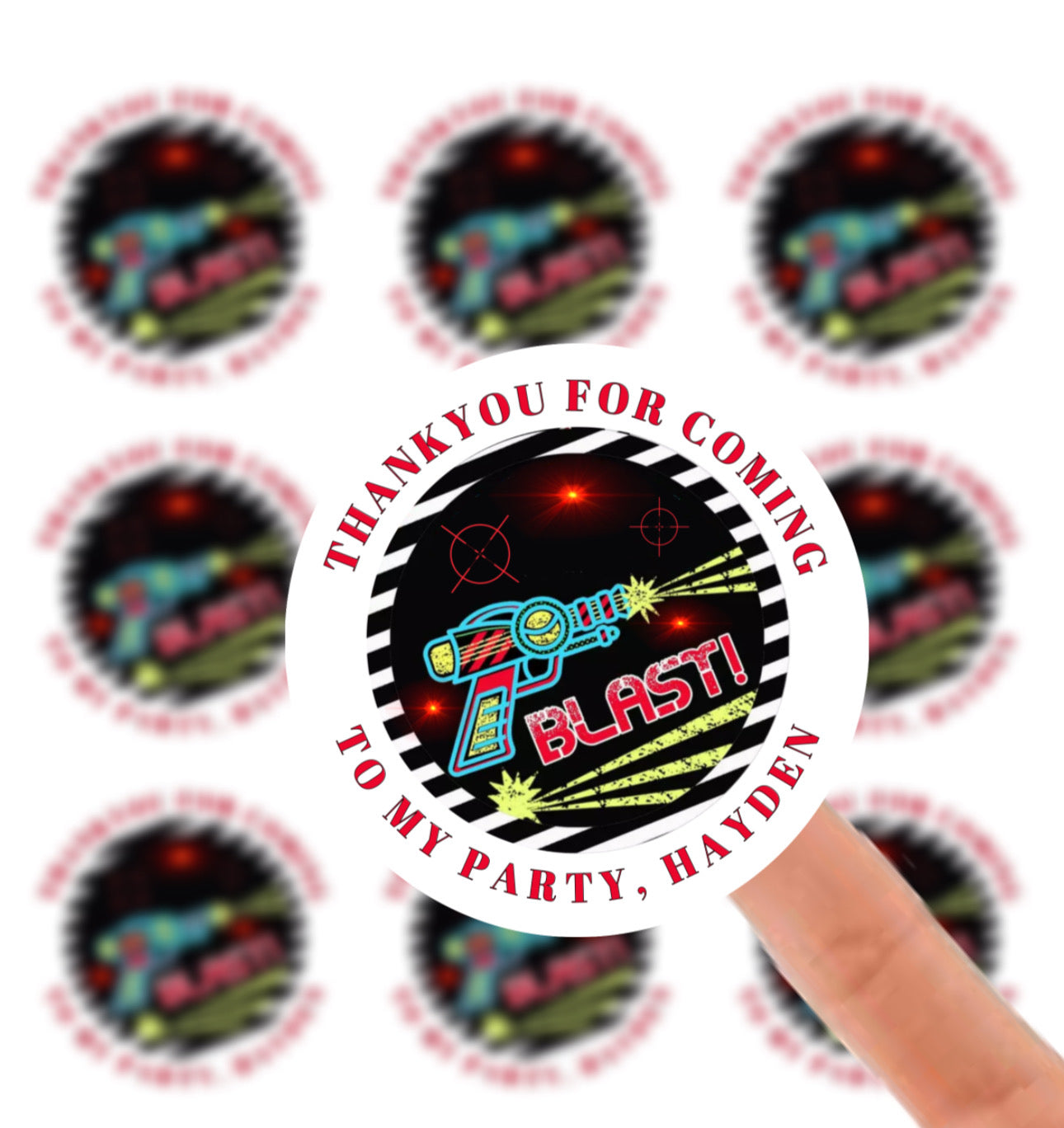 Personalised Birthday Stickers
Label - Laser Tag Quest Birthday
Party Bag Thank You Sticker For Sweet Cone Labels Baby Shower
Sticker