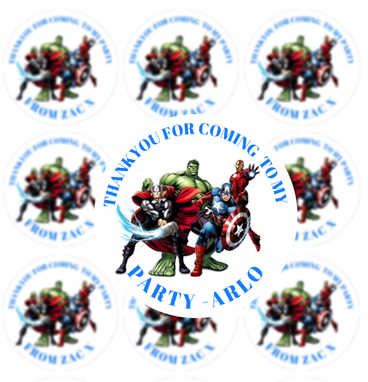 Personalised Birthday Stickers Label - Marvel Super Hero’s Birthday Baby Shower Party Bag Thank You Sticker For Sweet Cone Labels Baby Shower Sticker