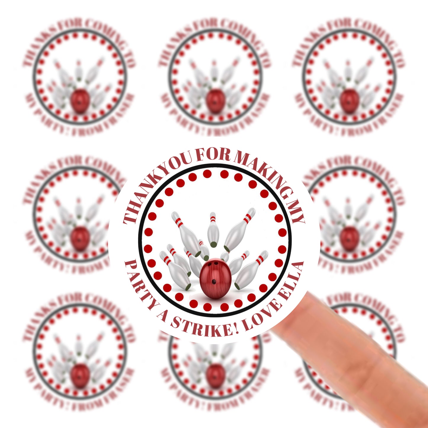 Personalised Birthday Stickers Label -  Bowling Birthday Baby Shower Party Bag Thank You Sticker For Sweet Cone Labels Baby Shower Sticker