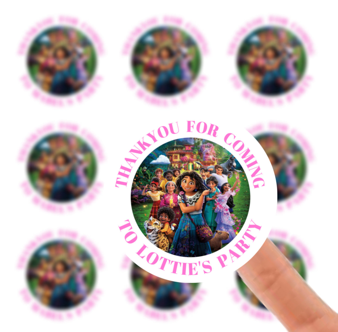 Personalised Birthday Stickers Label - Encanto  Birthday Baby Shower Party Bag Thank You Sticker For Sweet Cone Labels Baby Shower Sticker