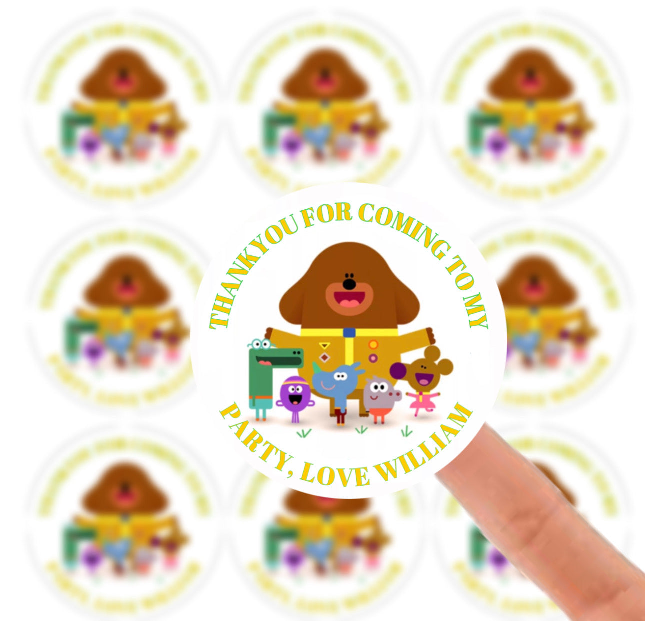 Personalised Birthday Stickers Label - Hey Duggee Birthday Baby Shower Party Bag Thank You Sticker For Sweet Cone Labels Baby Shower Sticker
