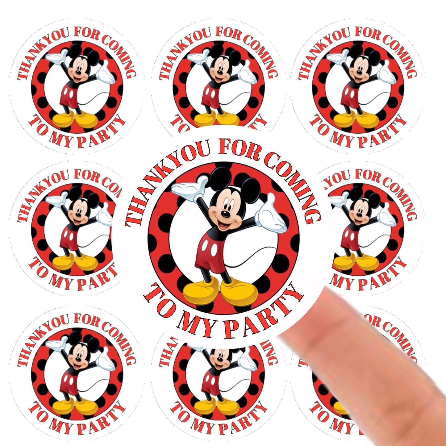 Personalised Birthday Stickers Label Mickey Mouse Birthday Baby Shower Party Bag Thank You Sticker For Sweet Cone Labels Baby Shower Sticker