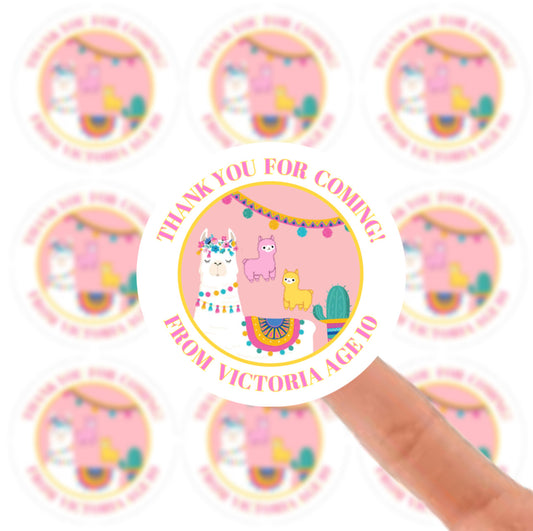 Personalised Birthday Stickers Label - Llama Birthday Baby Shower Party Bag Thank You Sticker For Sweet Cone Labels Baby Shower Sticker