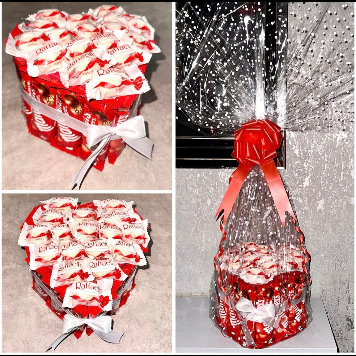 Chocolate malteser Raffaello Heart Bouquet Gift Hamper valentines Day Birthday Him Her Unique Anniversary 3D Fathers Day Dad Grandad