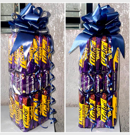 1FT Chocolate Bar Tower  Flake Twirl Dairymilk Hamper Bouquet Gift Valentines Day Birthday Xmas Him Her Mothers Fathers Day