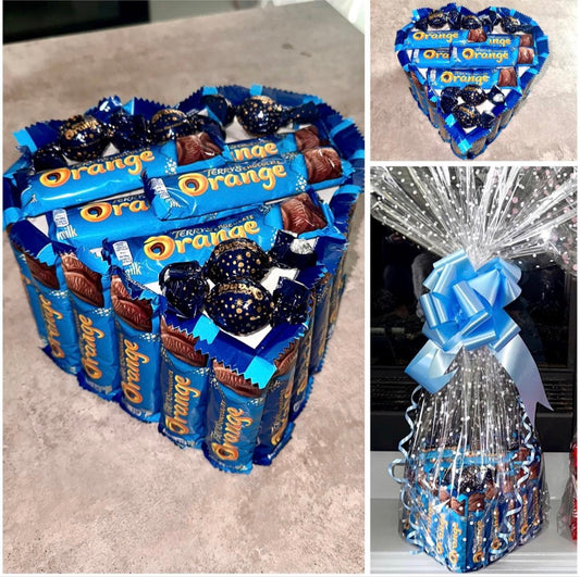 Chocolate Orange Truffles - Heart Bouquet Gift Hamper valentines Birthday Easter Fathers Mother Day Dad Grandad Halloween Christmas Xmas