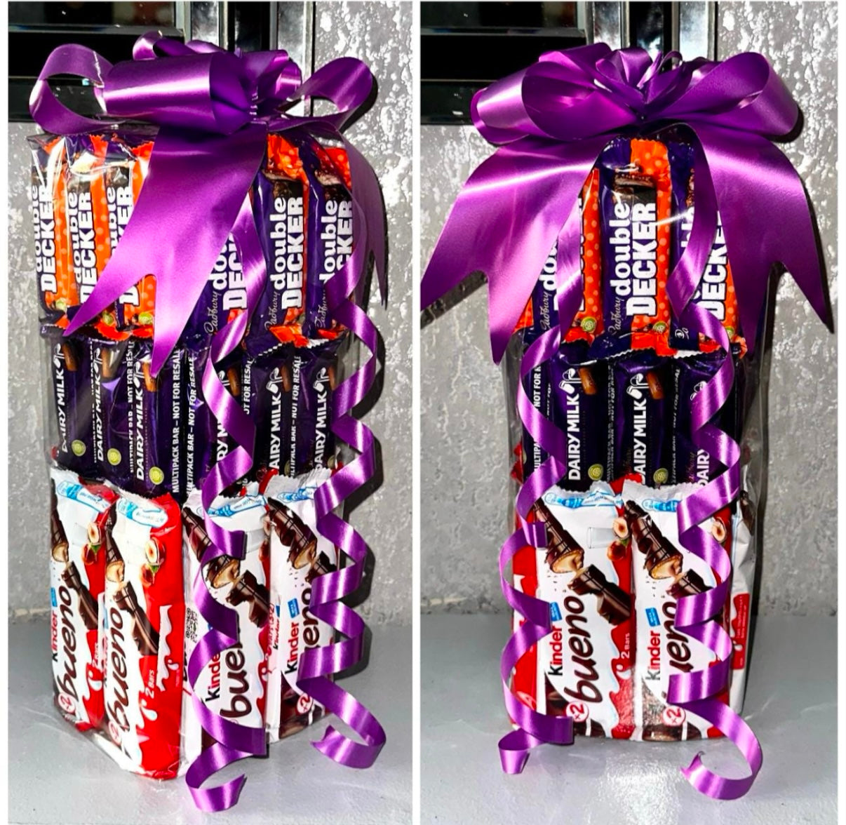 1FT Chocolate Bar Tower Dairymilk  Bueno Double Decker  Bouquet Gift Valentines Birthday Him Her Hamper Fathers Day Dad Grandad Christmas