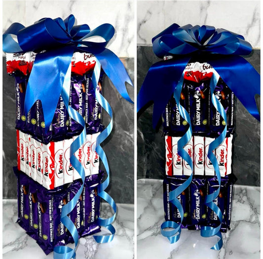 1FT Chocolate Bar Tower Dairymilk Cadburys Kiner Bueno Bouquet Gift Valentines Birthday Him Her Hamper Fathers Day Dad Grandad Christmas