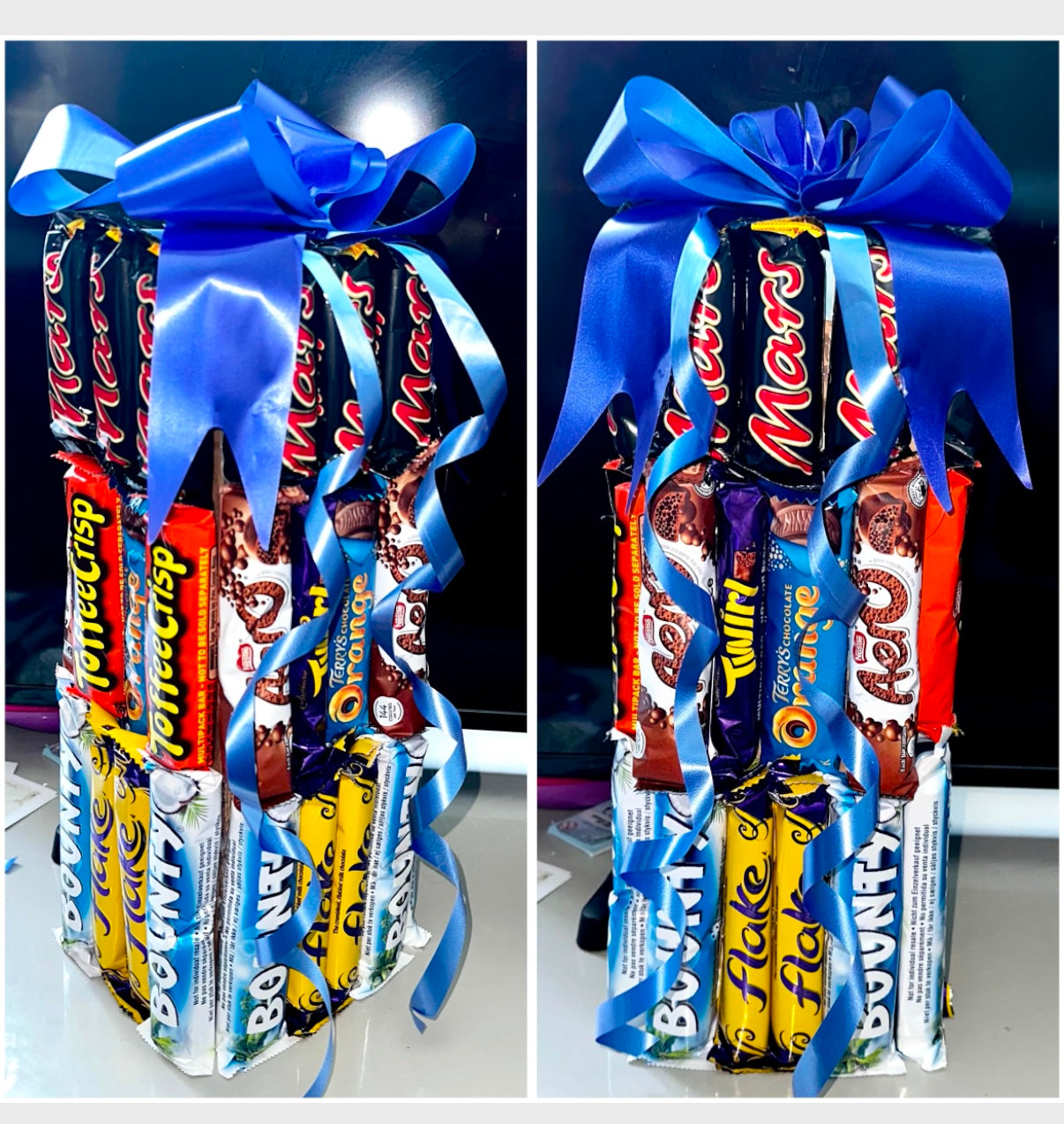 1FT Chocolate Bar Tower Bounty Flake Aero Orange Mars Hamper Bouquet Gift Valentines Day Birthday Xmas Him Her Mothers Fathers Day