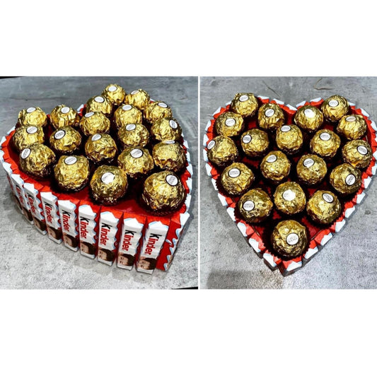 Chocolate Kinder Bueno Ferrero Rocher Heart Bouquet Gift Hamper valentines Day Birthday Him Her Anniversary 3D Fathers Day Dad Grandad