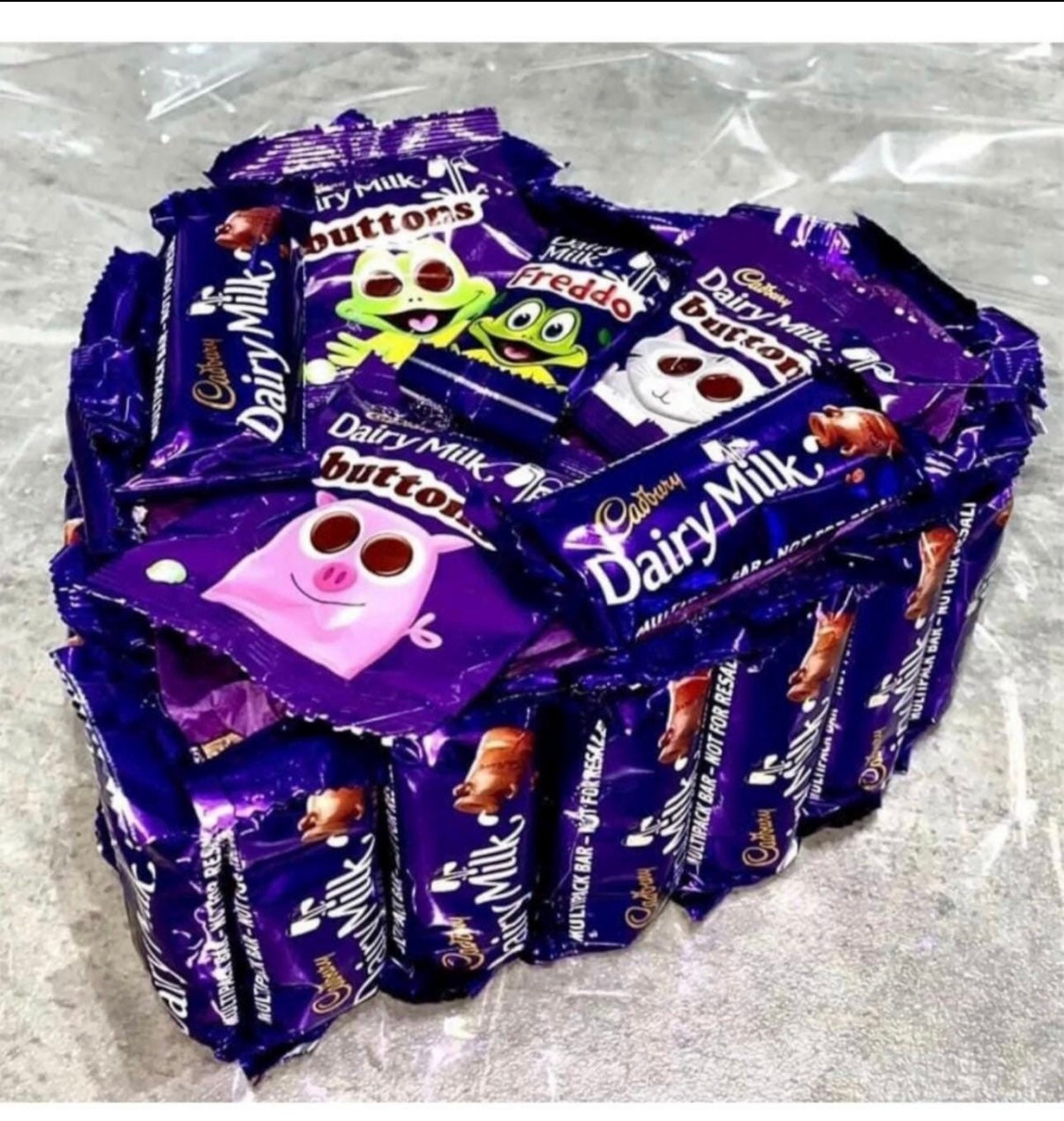 Dairy Milk  Freddo Buttons Cadburys - Heart Bouquet Gift Valentines Birthday Easter Fathers Day dad Grandad Christmas For Him Her Wrapped
