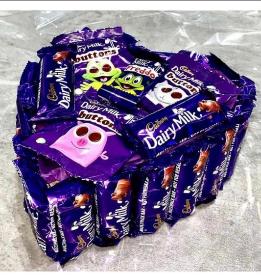 Dairy Milk  Freddo Buttons Cadburys - Heart Bouquet Gift Valentines Birthday Easter Fathers Day dad Grandad Christmas For Him Her Wrapped
