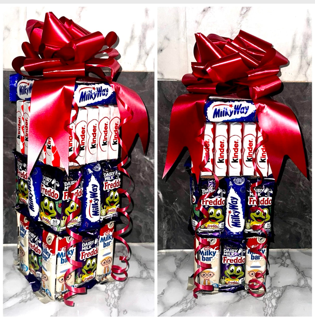 1FT Chocolate Bar Tower Kinder Milkybar Milkyway Fredo  Hamper Bouquet Gift Valentines Day Birthday Xmas Him Her