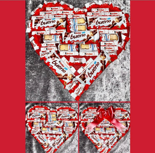 EXTRA LARGE Heart Chocolate Platter Kinder Bueno Bouquet Gift Sweet Birthday Valentine’s  Mother’s Father’s Day  Halloween Christmas Hamper