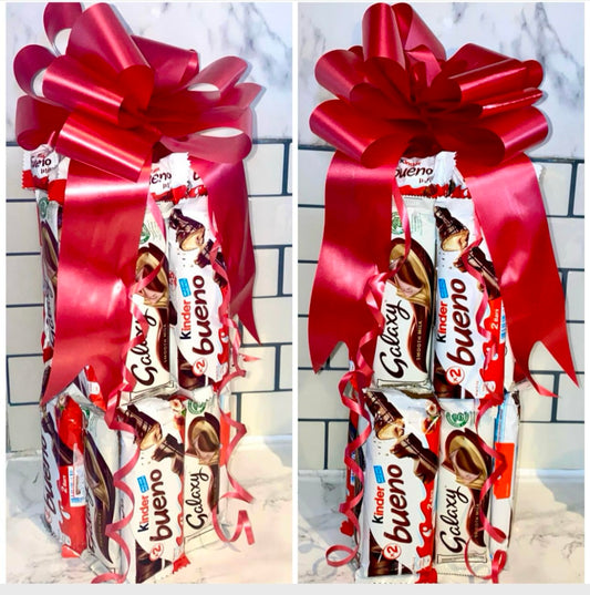 1FT Chocolate Bar Tower Kinder Bueno Galaxy Bouquet Hamper Gift Xmas Birthday Christmas Valentine’s Day  Unique Fathers Day Dad Grandad