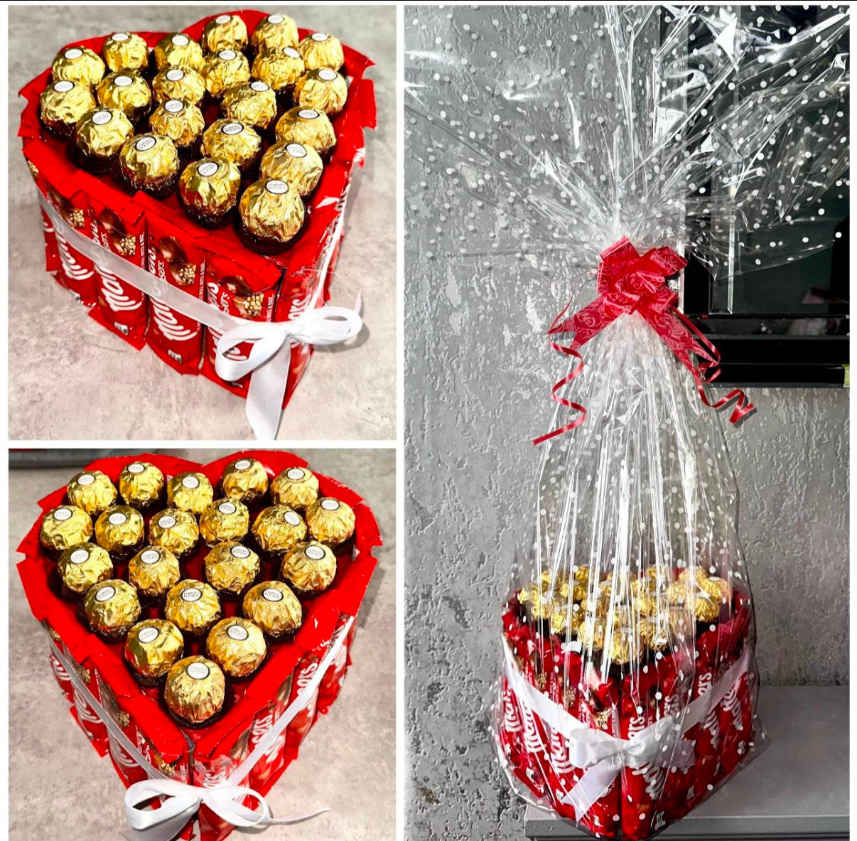 Chocolate malteser Ferrero Rocher Heart Bouquet Gift Hamper valentines Day Birthday Him Her Unique Anniversary 3D Fathers Day Dad Grandad