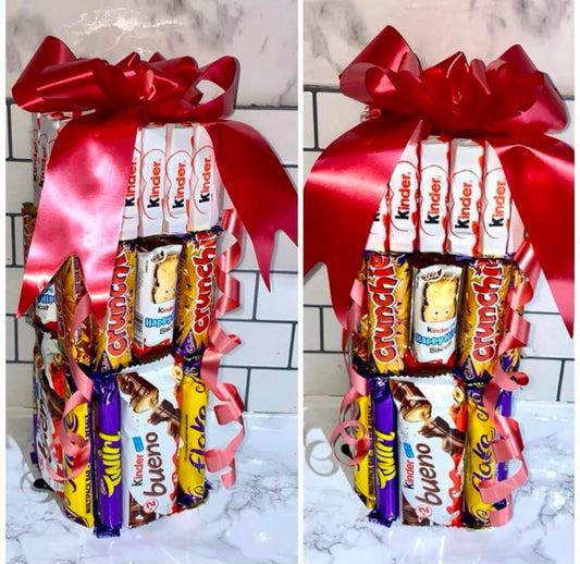1FT Chocolate Bar Tower Cadburys Kinder Bueno Bouquet Hamper Gift Xmas Birthday Fathers Day Dad Grandad Christmas